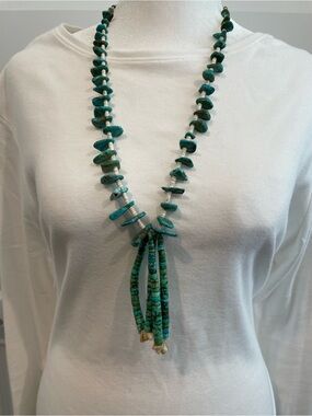 Vintage Native American  Turquoise Heishi Necklace with Tassel